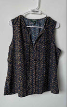 Load image into Gallery viewer, Lauren Ralph Lauren Womens Blue Multicolor Geometric Sleeveless Blouse Top Sz L