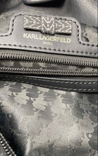 Load image into Gallery viewer, Karl Lagerfeld Womens Black Gold-Tone Leather Inner Pockets Shoulder Bag