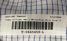 Load image into Gallery viewer, Tommy Hilfiger Mens White Blue Cotton Long Sleeve Collared Dress Shirt Size 17