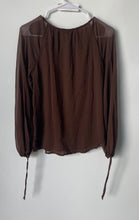 Load image into Gallery viewer, Autres Filles Womens Brown Long Sleeve Ruffle V-Neck Pullover Blouse Top Size XS