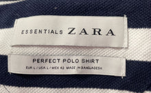 Load image into Gallery viewer, Zara Mens Blue White Striped Cotton Short Sleeve Perfect Polo Shirt Size L