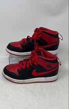 Load image into Gallery viewer, Nike Boys Air Jordan 1 Mid Red And Black Leather Sneakers Shoes Size 1.5Y