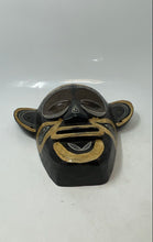 Load image into Gallery viewer, Wood Hand Carved Decorative Wall Art Black Tan Collectible Tribal Mask