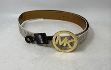 Load image into Gallery viewer, Michael Kors Womens Beige Gold Buckle Signature Print Reversible Belt Size XL