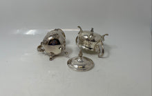 Load image into Gallery viewer, Silver-Tone Tableware Engraved Scroll Handle Lidded Sugar Bowl And Creamer Set