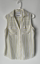 Load image into Gallery viewer, New York & Company Womens White Yellow Striped Button Front Blouse Top Size M