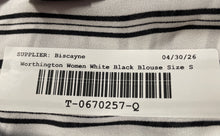 Load image into Gallery viewer, Worthington Womens White Black Striped Long Sleeve Collared Button-Up Shirt Sz S