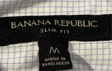 Load image into Gallery viewer, Banana Republic Mens Blue Check Slim-Fit Long Sleeve Button-Up Shirt Size M
