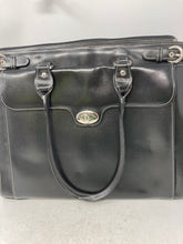 Load image into Gallery viewer, Mcklein Womens Black Faux Leather Turnlock Shoulder Strap Briefcase Bag