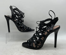 Load image into Gallery viewer, Charles David Womens Black Leather Peep Toe Stiletto Strappy Sandals Size 38.5 B