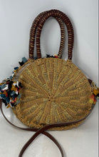 Load image into Gallery viewer, Sam Edelman Womens Beige Wicker Straw Round Shape Tassel Pockets Crossbody Bag