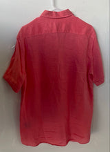 Load image into Gallery viewer, Toscano Mens Coral Pink Regular Fit Short Sleeve Collared Button-Up Shirt Size L