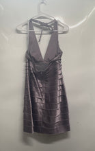 Load image into Gallery viewer, BCBGMaxazria Womens Purple Sleeveless Halter Neck Layered Shift Dress Size S