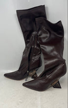 Load image into Gallery viewer, Fashion Nova Womens Brown Leather Pointed Toe Block Heel Booties Size 8.5