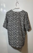 Load image into Gallery viewer, Chico's Womens White Black Herringbone Pima Cotton Classic Fit Blouse Top Size L