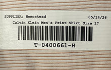 Load image into Gallery viewer, Calvin Klein Mens Orange Striped Long Sleeve Spread Collar Dress Shirt Size 17