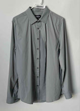 Load image into Gallery viewer, Express Mens Gray Long Sleeve Collared Extra Slim Dress Shirt Size Medium
