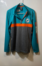 Load image into Gallery viewer, NFL Team Apparel Mens Aqua Gray Orange Miami Dolphins Quarter Zip Shirt Size S