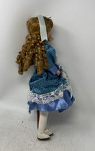 Load image into Gallery viewer, Collectible Blue Dress Curly Hair Green Eyes Porcelain Doll With Box