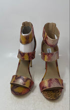 Load image into Gallery viewer, Steve Madden Womens Mira Multicolor Snakeskin Print Ankle Strap Heels Size 8.5