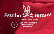 Load image into Gallery viewer, Psycho Bunny Mens Red Graphic Print Cotton Short Sleeve Pullover T-Shirt Size 4