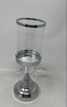 Load image into Gallery viewer, Home Decorative Collectible Clear Glass Candle Holder w/ Silver-Tone Round Base