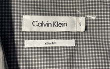 Load image into Gallery viewer, Calvin Klein Mens Gray Striped Print Long Sleeve Slim Fit Button-Up Shirt Size S