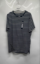 Load image into Gallery viewer, Karl Lagerfeld Womens Black White Striped Cotton Short Sleeve T-Shirt Size L