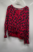 Load image into Gallery viewer, Tommy Hilfiger Womens Red Black Printed Long Sleeve Blouse Top Size XL