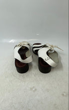 Load image into Gallery viewer, Leather Collection Womens White Open Toe Block Heel Strappy Sandals Size 6M