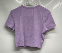 Load image into Gallery viewer, Zara Womens Purple Short Sleeve Crew Neck Pullover Cropped T-Shirt Size Large