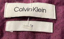 Load image into Gallery viewer, Calvin Klein Mens Purple Printed Cotton Long Sleeve Slim Fit Dress Shirt Size L