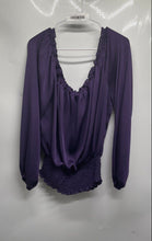 Load image into Gallery viewer, Michael Kors Womens Purple Long Sleeve Off-Shoulder Blouse Top Size Large