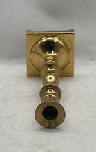 Load image into Gallery viewer, Vintage Gold-Tone Brass Square Base Candlestick Candle Holder Collectible