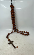 Load image into Gallery viewer, Wall Wooden Round Beads Cross Crucifix Christian Religious Rosaries