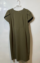 Load image into Gallery viewer, Calvin Klein Womens Green Short Sleeve Round Neck Stretch Sheath Dress Size M