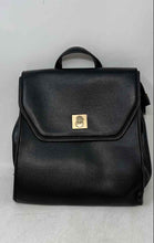 Load image into Gallery viewer, Alfani Womens Black Pebbled Leather Adjustable Strap Flap Circle Lock Backpack