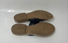 Load image into Gallery viewer, Toscanella Womens Gold-Tone Black Leather Open Toe Slip-On Thong Sandals Size 8
