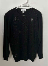 Load image into Gallery viewer, Alfred Dunner Womens Black Knitted Long Sleeve Pullover Sweater Size Medium