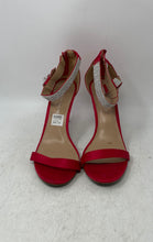 Load image into Gallery viewer, Christian Siriano Womens Red Rhinestone Stiletto Heel Ankle Strap Sandals Sz 11