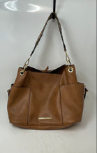Load image into Gallery viewer, Steve Madden Womens Brown Gold-Tone Leather Inner Pockets Shoulder Handbag