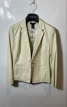Load image into Gallery viewer, Kenneth Cole Womens Beige Leather Single Breasted One-Button Blazer Size S