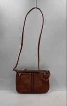Load image into Gallery viewer, Authentic Fossil Womens Brown Leather Outer Pockets Zip Top Lined Crossbody Bag
