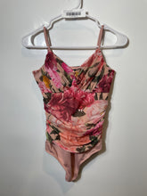 Load image into Gallery viewer, Express Womens Body Contour Multicolor Floral Mesh Ruched Bodysuit Size Small