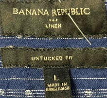 Load image into Gallery viewer, Banana Republic Mens Blue White Printed Untucked Fit Button-Up Shirt Size L