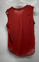 Load image into Gallery viewer, Tommy Hilfiger Womens Dark Orange Ruffle Sleeveless V-Neck Blouse Top Size Small