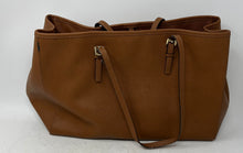 Load image into Gallery viewer, Michael Kors Womens Jet Set Brown Leather Double Handle Charm Tote Handbag