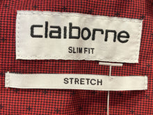 Load image into Gallery viewer, Claiborne Mens Red Cotton Slim Fit Stretch Long Sleeve Button-Up Shirt Size L