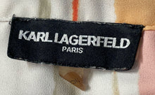 Load image into Gallery viewer, Karl Lagerfeld Womens White Pink Striped Sleeveless Ruffle Blouse Top Size Large