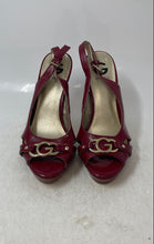 Load image into Gallery viewer, Guess Womens Joany Red Faux Patent Leather Peep Toe High Platform Heels Sz 8.5M